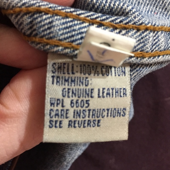 Altered Vintage Jean Jacket with Leather, Plaid - Picture 8 of 8